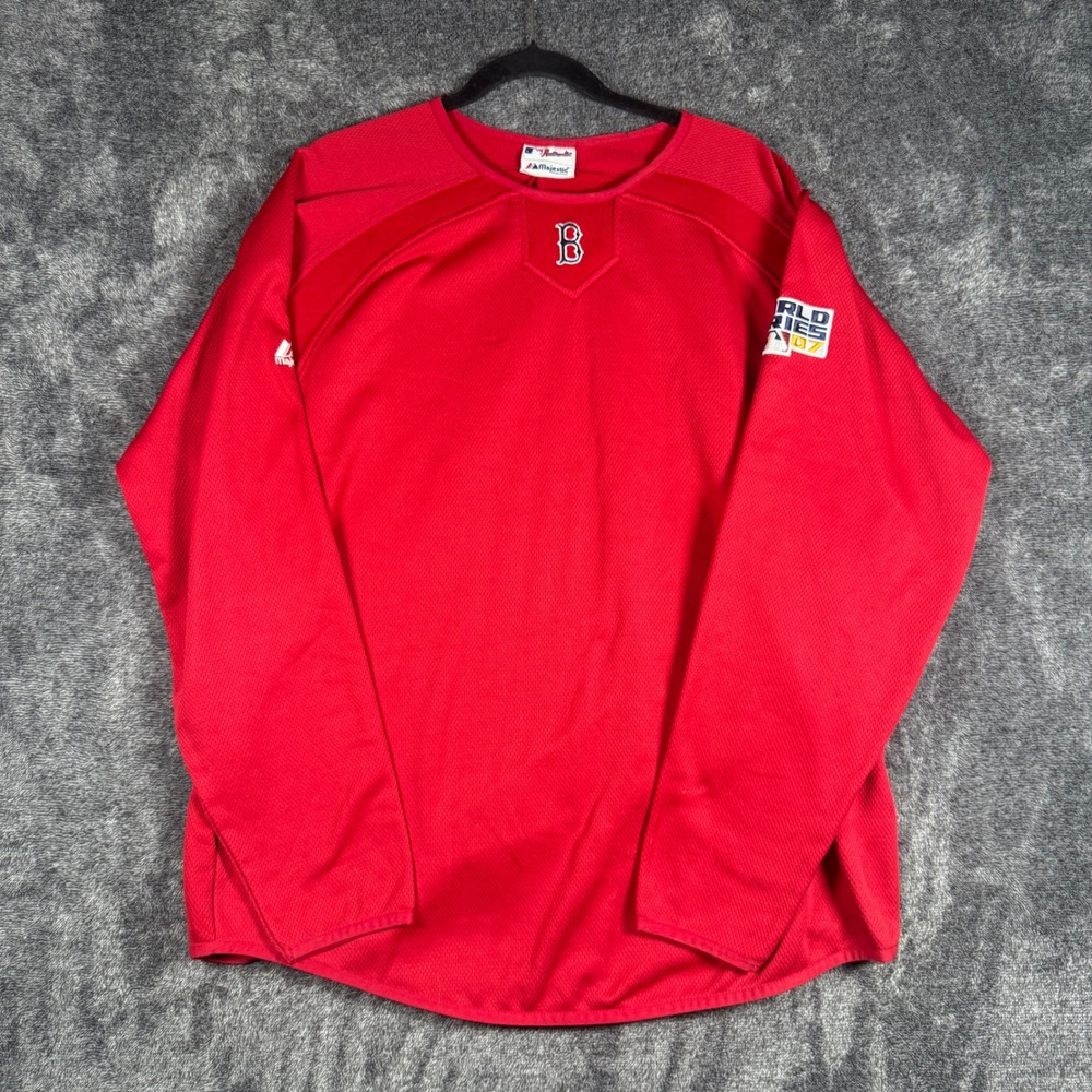 Majestic Boston Red Sox 2007 World Series Pullover Jersey Mens XL Red A6660